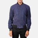 Shane Blue Suede Leather Bomber Jacket