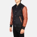 Vaxton Brown Hybrid Varsity Leather Jacket