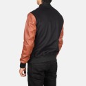 Vaxton Brown Hybrid Varsity Leather Jacket