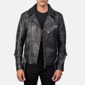 Vincent Black Biker Leather Jacket