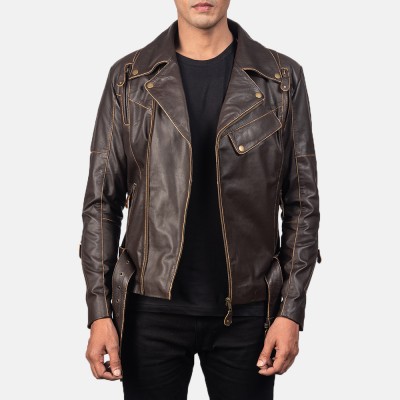 Vincent Brown Biker Leather Jacket