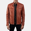 Ionic Tan Brown Biker Leather Jacket