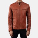 Ionic Tan Brown Biker Leather Jacket