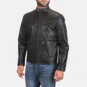 Rustic Black Biker Leather Jacket