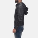 Spratt Black Hooded Leather Jacket