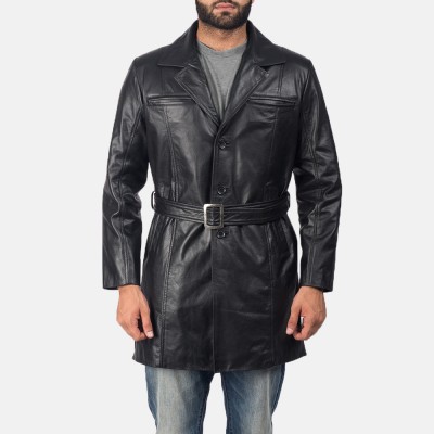 Jordan Black Leather Coat