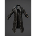 PUBG Black Leather Long Trench Coat For Men