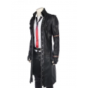 PUBG Black Leather Long Trench Coat For Men