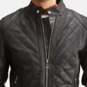 Henry Quilted Black Leather Jacket