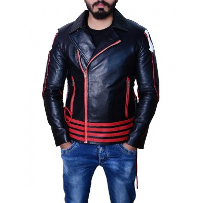 Freddie Mercury Red and Black Leather Jacket