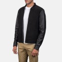 Blain Black Hybrid Leather Bomber Jacket