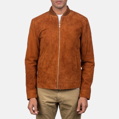 Blain Brown Suede Leather Bomber Jacket