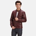 Burgunn Dee Maroon Biker Leather Jacket