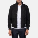 Eaton Black Suede Leather Bomber Jacket