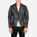 Faisor Black Biker Leather Jacket