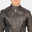 Fernando Quilted Distressed Brown Biker Leather Jacket
