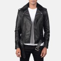 Furton Black Biker Leather Jacket