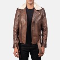 Furton Brown Biker Leather Jacket