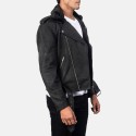 Furton Disressed Black Biker Leather Jacket