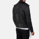 Furton Disressed Black Biker Leather Jacket