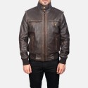 Glen Street Brown Leather Bomber Jacket