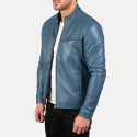 Ionic Blue Biker Leather Jacket