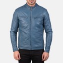 Ionic Blue Biker Leather Jacket