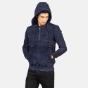 Kenton Hooded Blue Suede Pullover Jacket