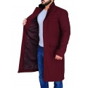 Maroon Wool Coat for Men