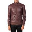 Moda Maroon Leather Bomber Jacket