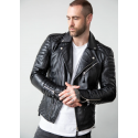 Mens Moto Style Quilted Biker Jacket