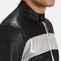 Randolf Silver Black Biker Leather Jacket