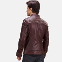 Rumano Jae Maroon Biker Leather Jacket