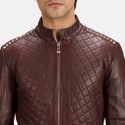 Rumano Jae Maroon Biker Leather Jacket