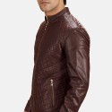 Rumano Jae Maroon Biker Leather Jacket