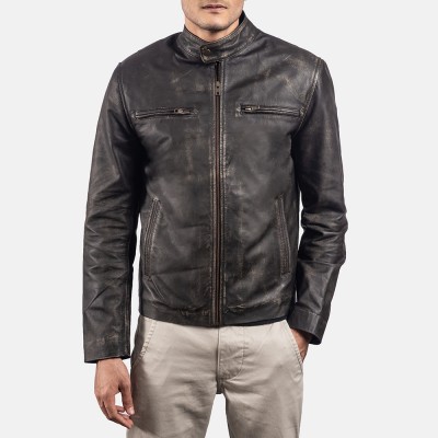 Rustic Brown Biker Leather Jacket