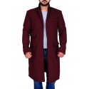 Maroon Wool Coat for Men