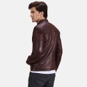Urbane Quilted Maroon Biker Leather Jacket