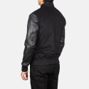 Vaxton Black Hybrid Varsity Leather Jacket