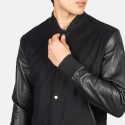 Vaxton Black Hybrid Varsity Leather Jacket