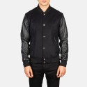 Vaxton Black Hybrid Varsity Leather Jacket