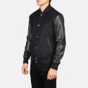 Vaxton Black Hybrid Varsity Leather Jacket