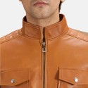 Voltex Tan Biker Leather Jacket