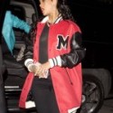 Rihanna At Nightclub Los Angeles Leather Coat