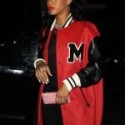 Rihanna At Nightclub Los Angeles Leather Coat