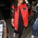 Rihanna At Nightclub Los Angeles Leather Coat