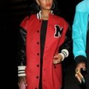 Rihanna At Nightclub Los Angeles Leather Coat