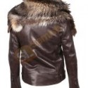 Rihanna Faux Fur Collar leather Jacket
