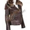 Rihanna Faux Fur Collar leather Jacket