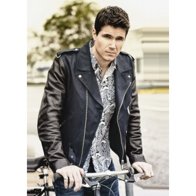 Robbie Amell Elegant Style Leather Jacket